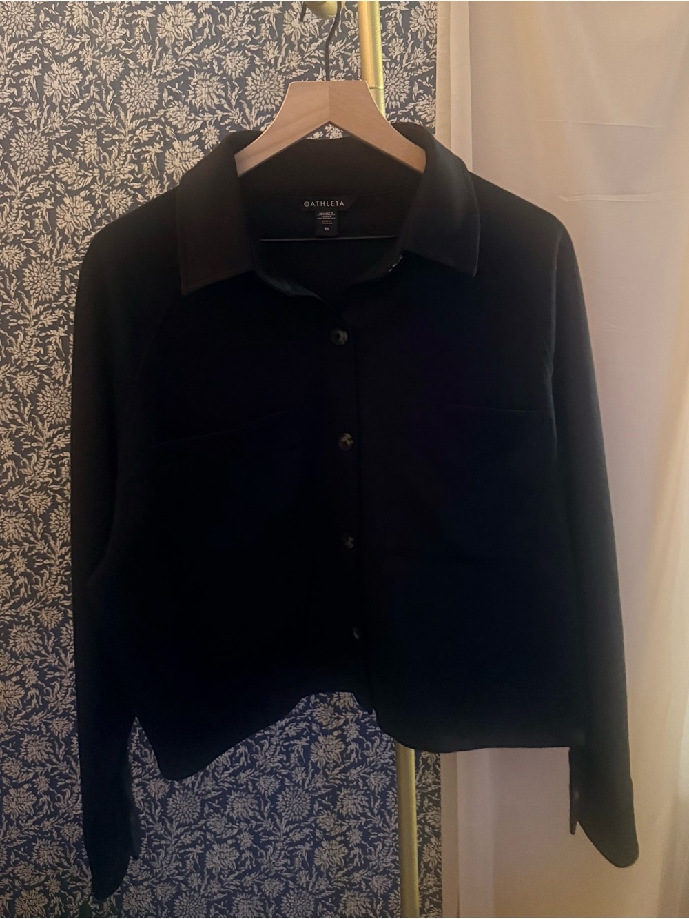 Athleta Black Button-Front Collared Jacket Size M